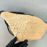 Prada Small Crochet And Leather Tote Bag 1BG500 Apricot